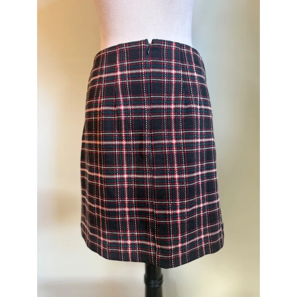 LOFT O y2k Petite Plaid A Line Mini‎ Skirt 2P Red Black preppy academia whimsi